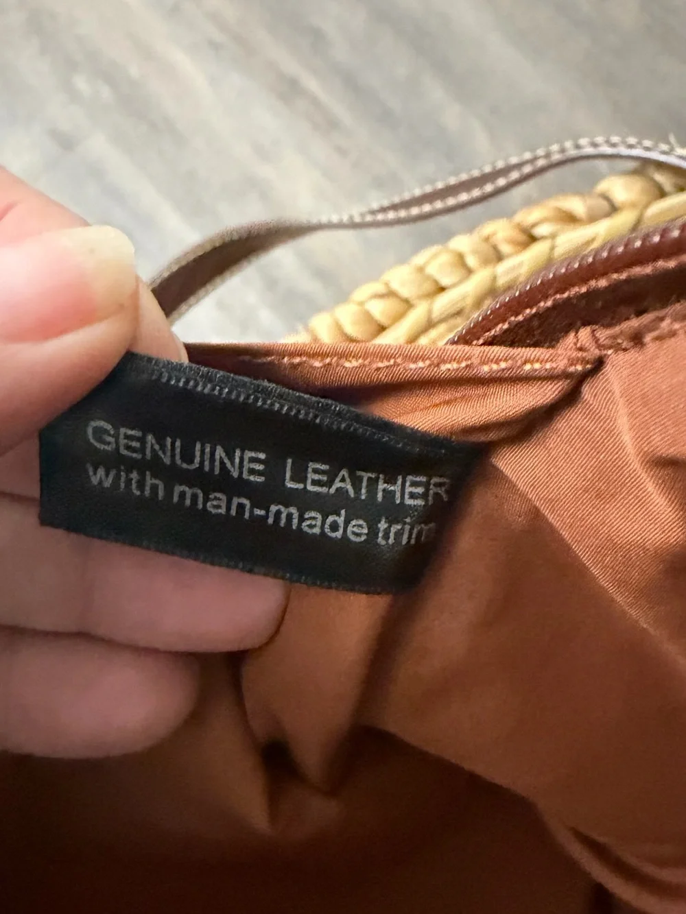Giani Bernini Genuine Leather Two Tone Brown Satchel Shoulder Handbag